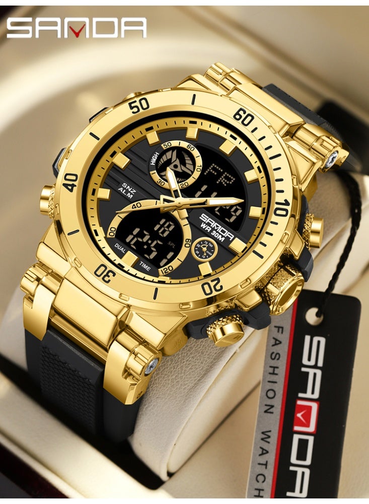 Sanda Fashion Brand Luxury 6175 New Men's Sports Multifunctional Electronic Watch LED Waterproof Dual Display Clock Men's Watch - Image 1