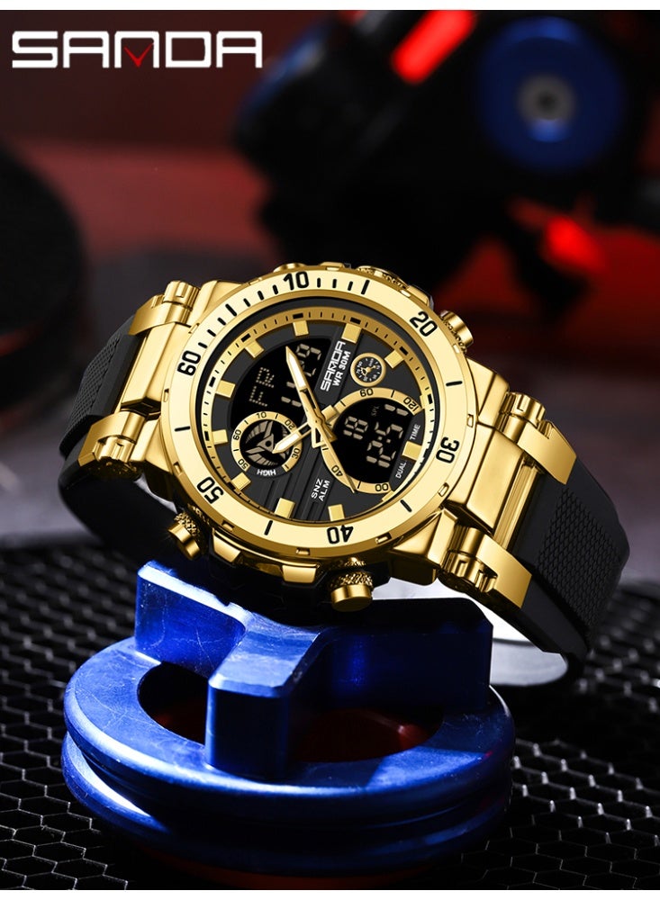 Sanda Fashion Brand Luxury 6175 New Men's Sports Multifunctional Electronic Watch LED Waterproof Dual Display Clock Men's Watch - Image 3