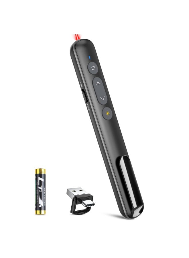 Daxiongmao USB-C/USB-A Laser Pointer for Presentation Clicker PowerPoint Wireless Presenter Remote, Google Slide Advancer Projector Smart Board Slideshow Power Point PPT Clicker for Mac/Laptop/Computer/Office - Image 1