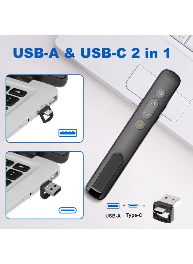 Daxiongmao USB-C/USB-A Laser Pointer for Presentation Clicker PowerPoint Wireless Presenter Remote, Google Slide Advancer Projector Smart Board Slideshow Power Point PPT Clicker for Mac/Laptop/Computer/Office - Image 3