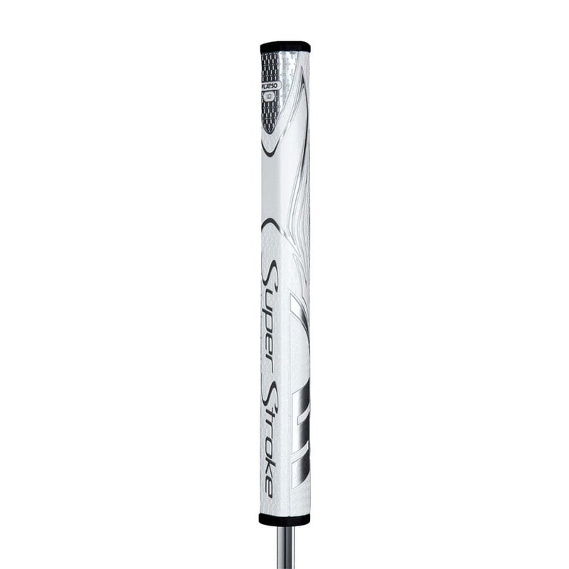 Super Stroke SuperStroke Zenergy Flatso 1.0 Golf Putter Grip with No Taper Enhanced SPYNE Technology, New Multi-Zone Texturing and Tech-Port, White/Silver - Image 1