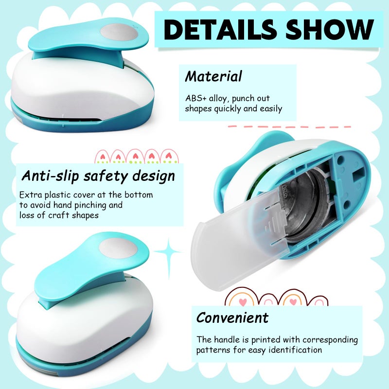 Chengu 6 Pcs Circle Punch Set 3in/2in/1.5in/1in/0.6in/0.3in Scrapbook Hole Punchers Crafting with 10 Sticker Paper Round Cutter Scrapbook for Office Supplies DIY Albums Photos - Image 3