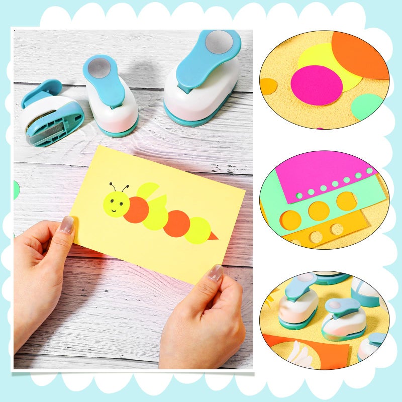 Chengu 6 Pcs Circle Punch Set 3in/2in/1.5in/1in/0.6in/0.3in Scrapbook Hole Punchers Crafting with 10 Sticker Paper Round Cutter Scrapbook for Office Supplies DIY Albums Photos - Image 5