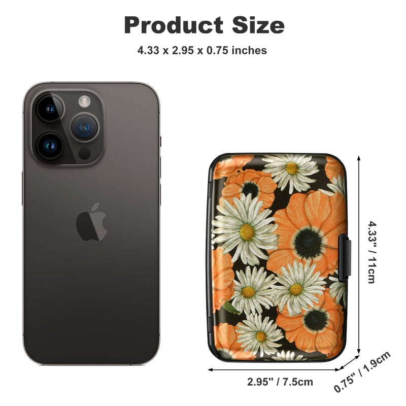 ELFISH Mini RFID Aluminum Wallet Credit Cards Holder Business Card Case Metal ID Case for Men Women(Chamomile) - Image 4
