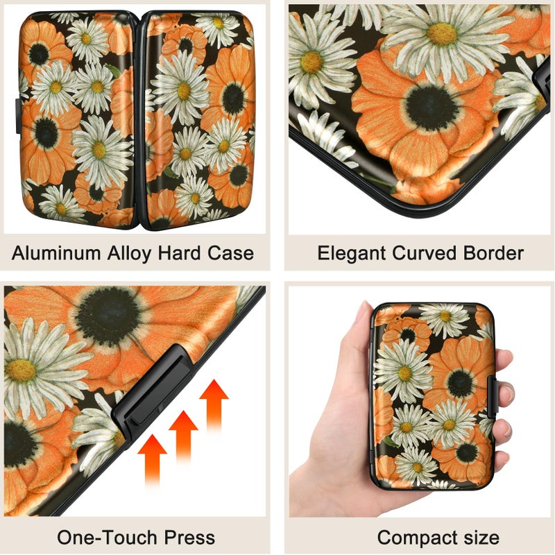 ELFISH Mini RFID Aluminum Wallet Credit Cards Holder Business Card Case Metal ID Case for Men Women(Chamomile) - Image 3