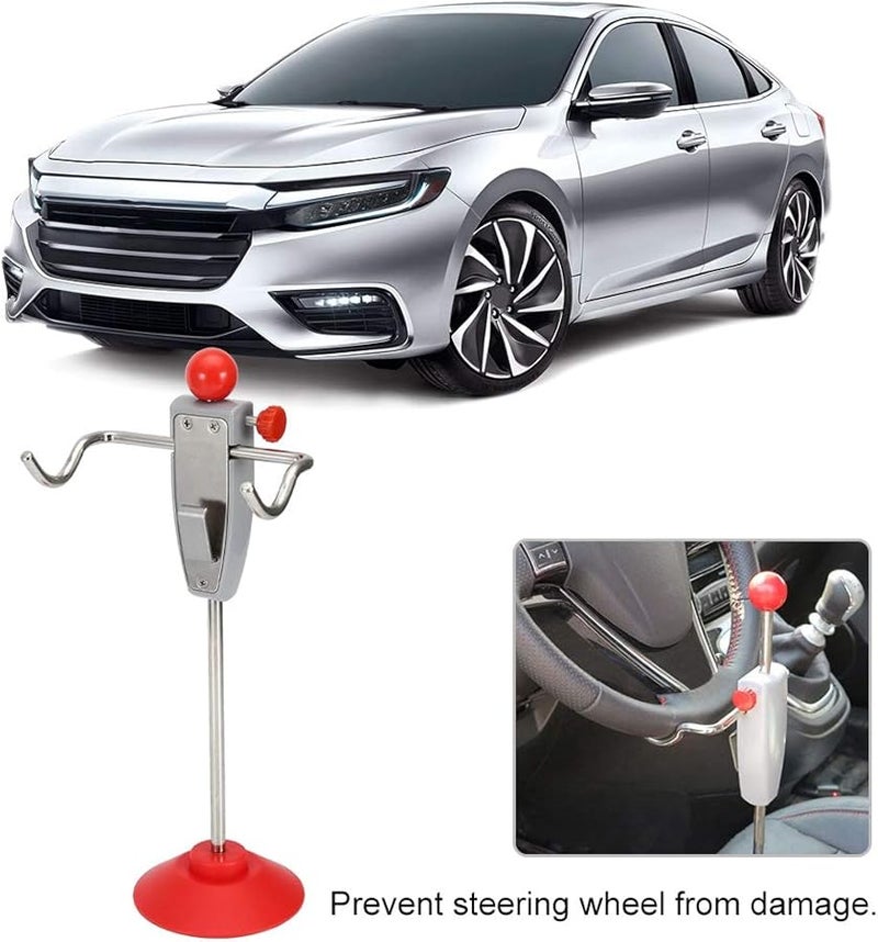 Universal Car Alignment Rack Adjustable Height Durable Iron Plastic Red Silver Steering Wheel Holder - Image 3