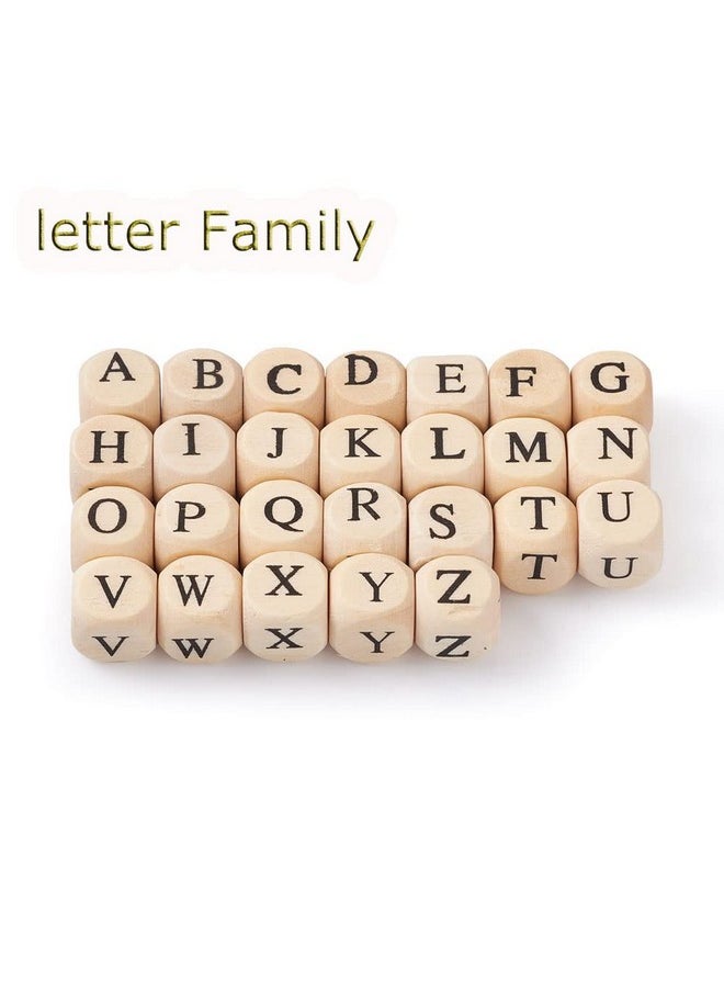 KISSITTY - 100Pcs Letter E Wood Beads For Key Chains Cube Wooden Beads 10Mm Large Hole Natural Square Alphabet Wooden Loose Beads For Jewelry Diy Woven Crafts Making Papayawhip Color Hole 3.5Mm - Image 1