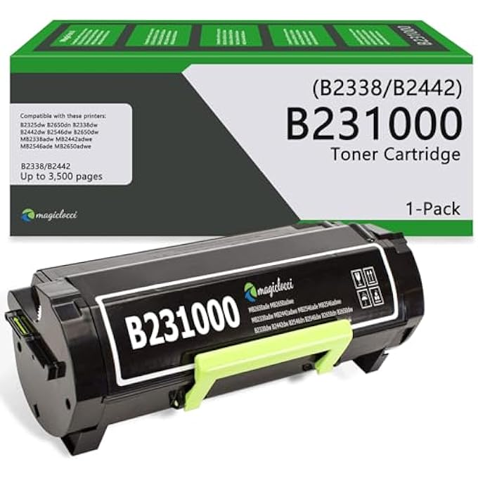 B231000 BLACK HIGH YIELD TONER CARTRIDGE (1PACK, 3,500 PAGES) - COMPATIBLE REPLACEMENT FOR LEXMARK B231000 TONER CARTRIDGE WORK FOR B2338 B2442 B2546 B2650 MB2338 MB2442 MB2546 MB2650 SERIES PRINTER - Image 1