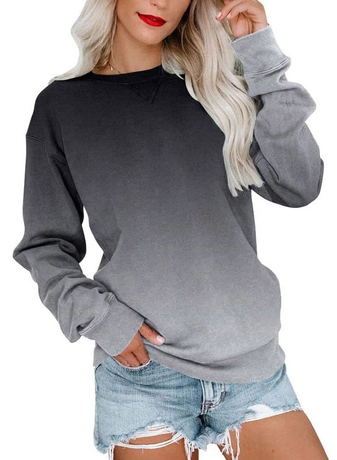 BeadChica Women's Casual Crew Neck Sweatshirts Long Sleeve Tops Cute Pullover Loose Fit-Gradient-XL - Image 1