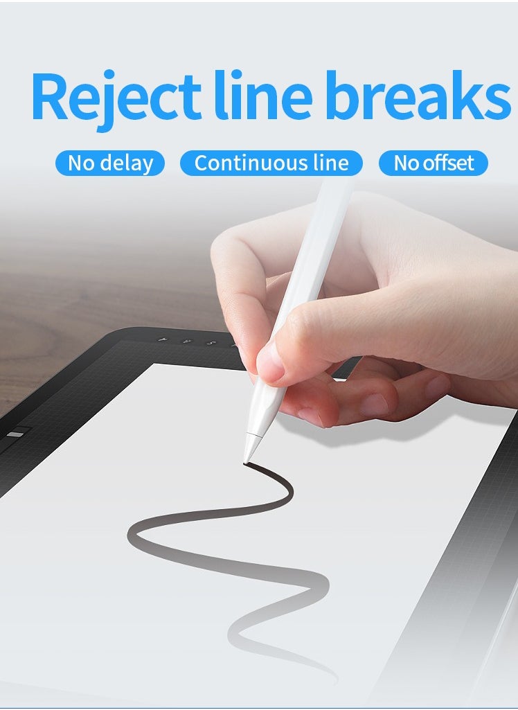 Stylus Pen with Pencil Holder Storage Box for ipad, Active Pencil with Digital Display Indicator, Palm Rejection Tilt Sensor, Stylus Pen with Tilt Sensitivity/Strong Magnetic, Universal Stylus Pencil 1/2 Generation, Compatible with iPad 2018 and Later , iPad, iPad Pro, iPad Air, iPad Mini (White)  - Image 2