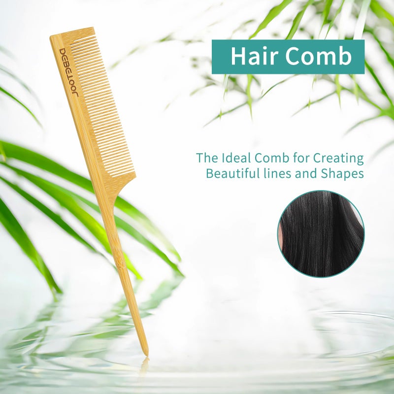 DEBETOOL Bamboo Hair Brush and Comb Set for Women Men and Kids,Natural Bamboo wood Wide-tooth brush and tail comb - Paddle Detangling Brush for Wet Dry Curly Hair - Image 4