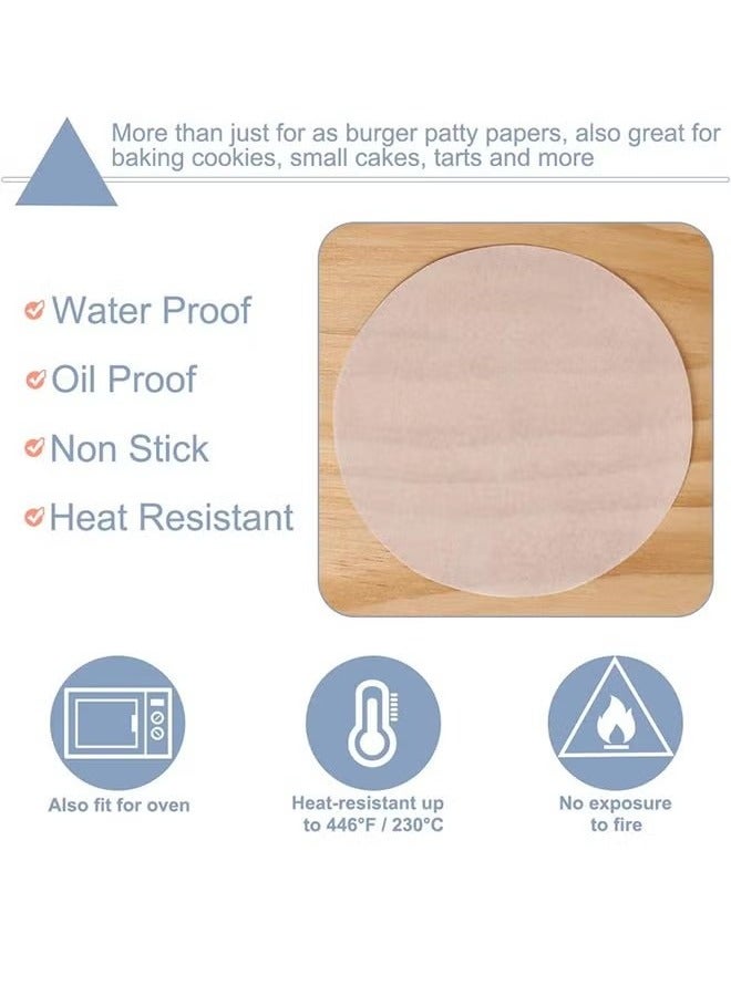 Meat Press Burger Press with Hamburger Patty Paper Round 12Cm, Set of 100, Non Stick Patty Paper Sheets for Burger Press, Patty Serperate and Cake Baking - Image 3