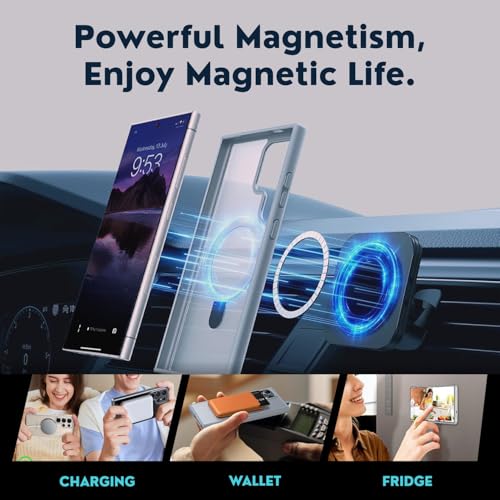 AIBEX Back Cover Compatible for Samsung S24 Ultra with OStand Ring Kickstand| Mag-Saf Compatible Magnetic Metal Alloy Ring| Wireless Charging| Slim Thin Scratch Resistant Armor | Shockproof - Grey - Image 3