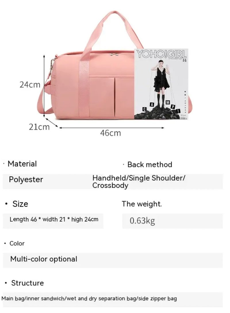 Sports Fitness Travel Unisex Bag Dry and Wet Separation, Shoulder and Carry On Luggage Bag With Shoe Compartment Multi-function Training, Yoga, Travel, Luggage, Swim, Gym 46X21X24 cm with Large Capacity (30) L - Image 2