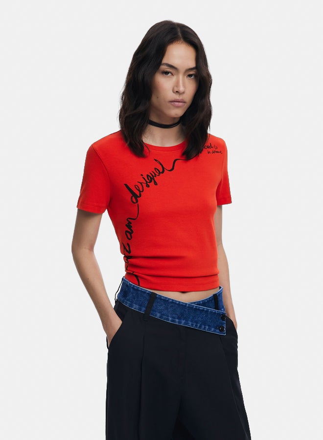 DESIGUAL T-shirt with embroidered phrase - Image 2