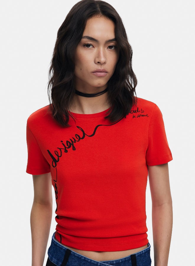 DESIGUAL T-shirt with embroidered phrase - Image 3