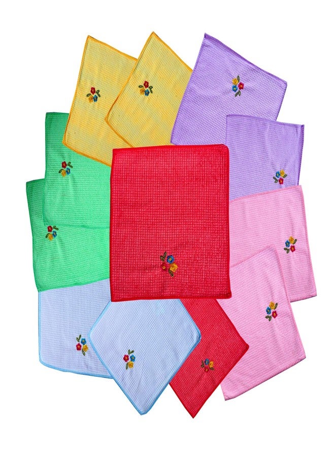 Space Fly Attractive Embroidery, Girls & Women Good Look Cotton & Very Soft Hanky, Face Towels, Handkerchiefs, Set of 5 (Size : 26CM X 26CM) (Multi Color) - Image 4