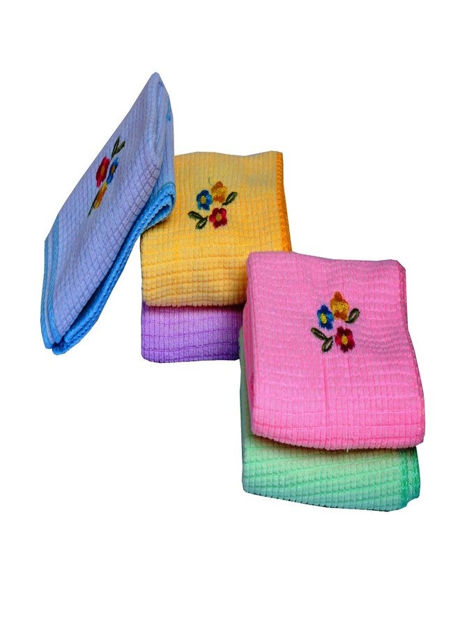 Space Fly Attractive Embroidery, Girls & Women Good Look Cotton & Very Soft Hanky, Face Towels, Handkerchiefs, Set of 5 (Size : 26CM X 26CM) (Multi Color) - Image 1