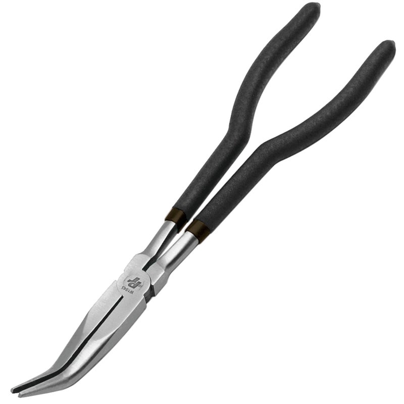 Performance Tool W1045 11-Inch Long Reach 45-Degree Bent Long Nose Pliers, Black