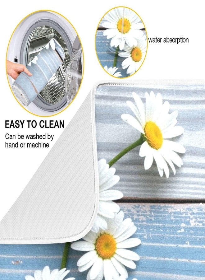 Kcldeci Daisy Wooden Dish Drying Mat,Spring Drying Mat For Kitchen Counter 18 x 24 Dish Mat Dish Rack Drainer Pad - Image 2