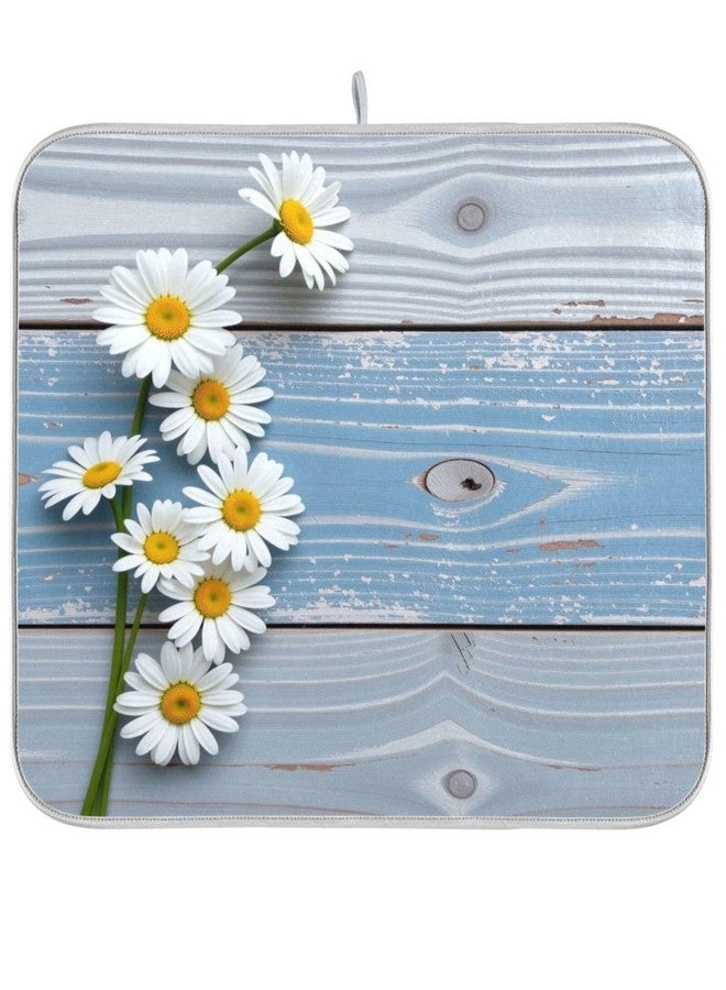 Kcldeci Daisy Wooden Dish Drying Mat,Spring Drying Mat For Kitchen Counter 18 x 24 Dish Mat Dish Rack Drainer Pad - Image 1