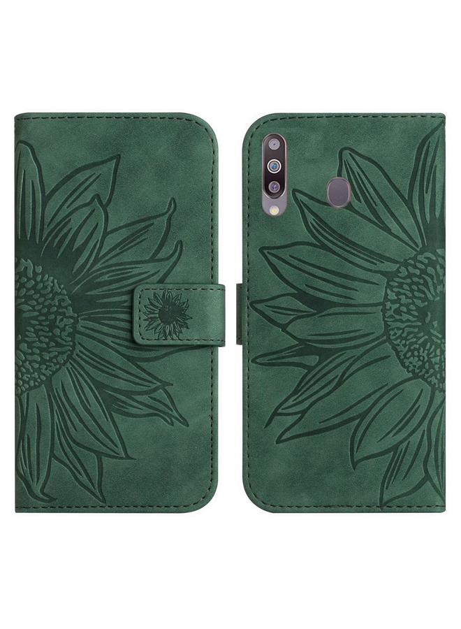 اس-توب جراب لهاتف Samsung Galaxy A20S مصنوع من الجلد بتصميم زهرة الشمس مع حبل تعليق - Image 2