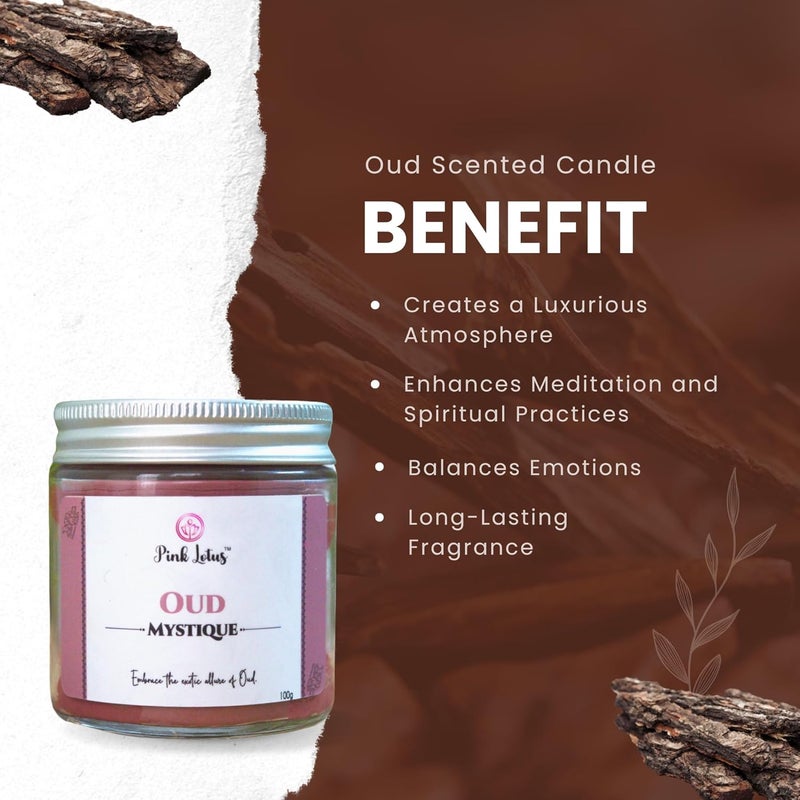Pink Lotus Pink Lotus Oud Scented Candle Luxurious Aromatherapy Soy Candle with Deep Exotic Fragrance HandPoured Natural Soy Wax Candle LongLasting GiftReady Candle for Relaxation Ambiance - Image 3