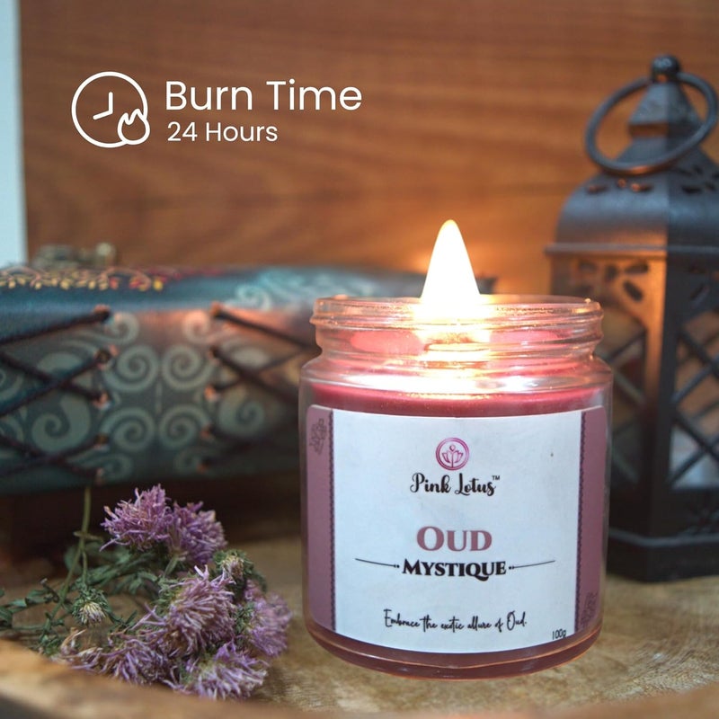 Pink Lotus Pink Lotus Oud Scented Candle Luxurious Aromatherapy Soy Candle with Deep Exotic Fragrance HandPoured Natural Soy Wax Candle LongLasting GiftReady Candle for Relaxation Ambiance - Image 5
