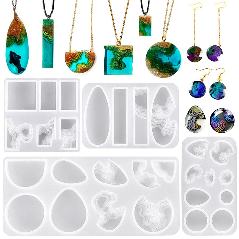 ZQYSING 4 Pack Island Resin Pendant Molds, Island Silicone Molds for Pendant Necklace Earring Keychain, Ocean Style Jewelry Mold for UV Epoxy Resin Clay Handmade Gift - Image 1