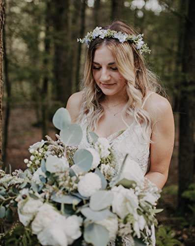 Vividsun Bridal Green Leaf Crown Bohemian Headpiece Floral Headband Photo Prop (white flower) - Image 4