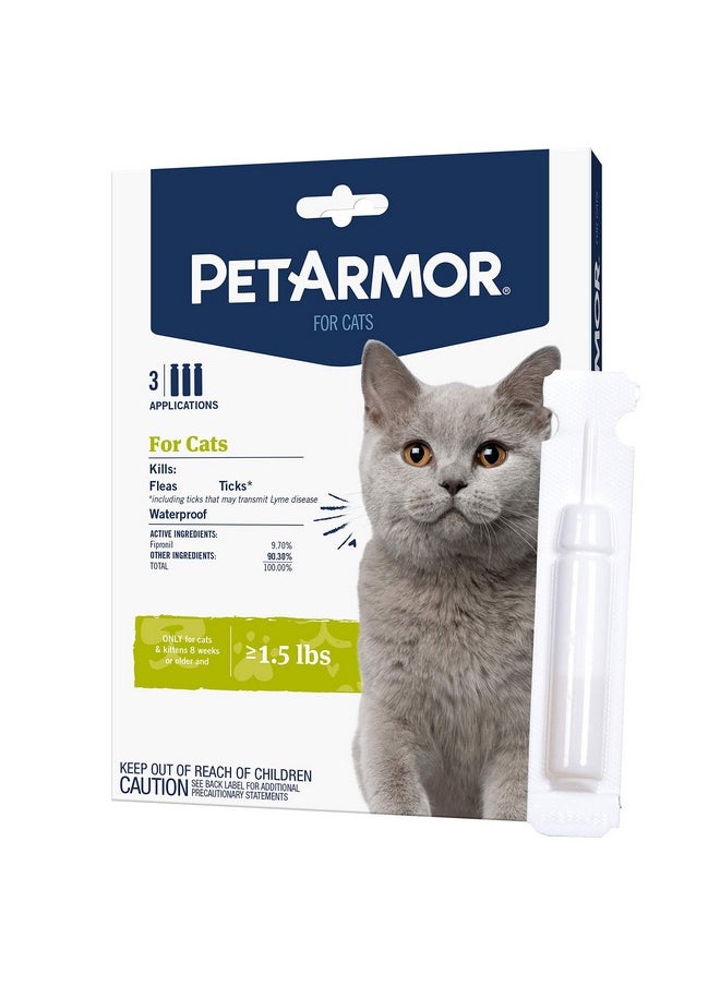 PetArmor For Cats, Flea & Tick Treatment For Cats (Over 1.5 Pounds), Includes 3 Month Supply Of Topical Flea Treatments  - Image 2