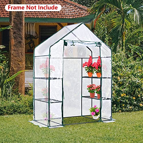 SHANGXING Walk in Greenhouse Replacement Cover with Roll-Up Zipper Door- 28"x56"x76" PVC Plant Gardening Greenhouse Cover for Gardening Plants Cold Frost Protection Wind Rain Proof (No Frames Include) - Image 5