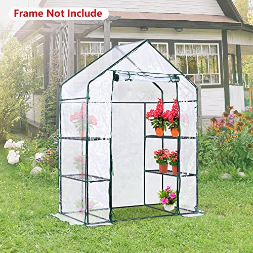 SHANGXING Walk in Greenhouse Replacement Cover with Roll-Up Zipper Door- 28"x56"x76" PVC Plant Gardening Greenhouse Cover for Gardening Plants Cold Frost Protection Wind Rain Proof (No Frames Include) - Image 4
