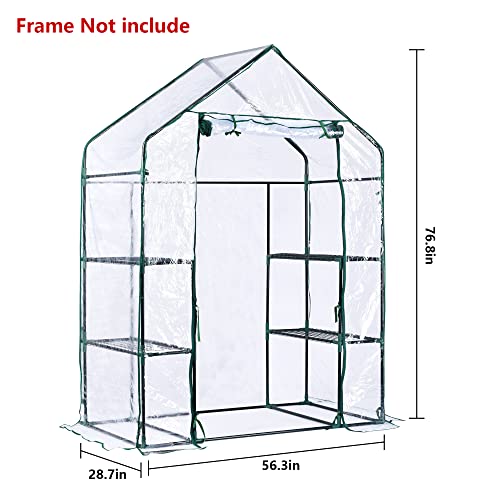 SHANGXING Walk in Greenhouse Replacement Cover with Roll-Up Zipper Door- 28"x56"x76" PVC Plant Gardening Greenhouse Cover for Gardening Plants Cold Frost Protection Wind Rain Proof (No Frames Include) - Image 2