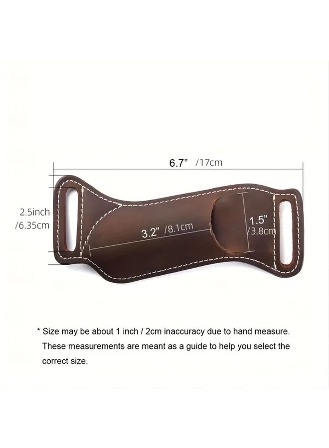 Dark Brown Faux Leather Knife Sheath Belt Loop Holster for Folding Pocket Kitchen Knives - Image 3