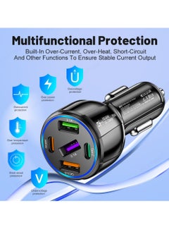 Gerenic Five-In-One Car Charger, 75W Fast Charging 3USB+2PD, Car Mobile Phone Charger  - Image 4
