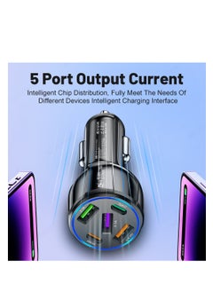 Gerenic Five-In-One Car Charger, 75W Fast Charging 3USB+2PD, Car Mobile Phone Charger  - Image 2