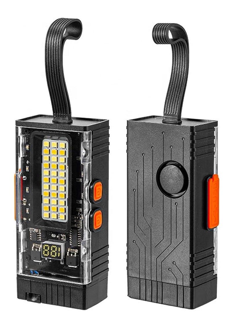 Rechargeable Mini LED Portable ARC Lighter with Camping Light, Self-Defense Alarm & Flashlight Keychain – 400Lm, USB Type-C, Black - Image 2
