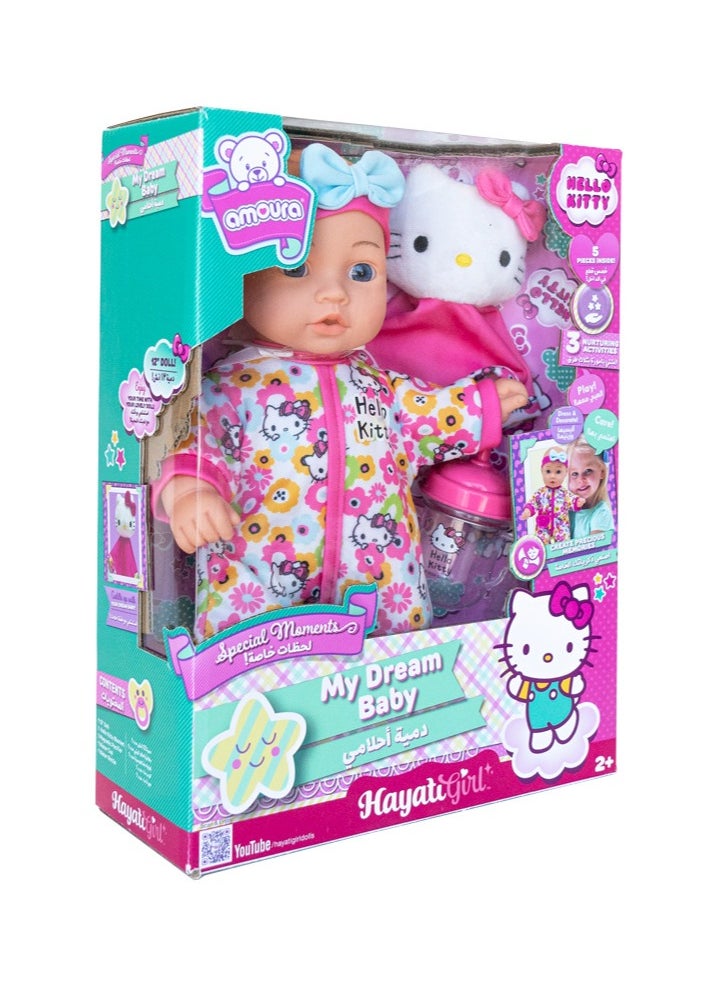 Hayati girl Hello Kitty Amoura Baby Doll My Dream Baby Set 12-Inches | Pretend Play | Nurturing Doll for Kids  - Image 3