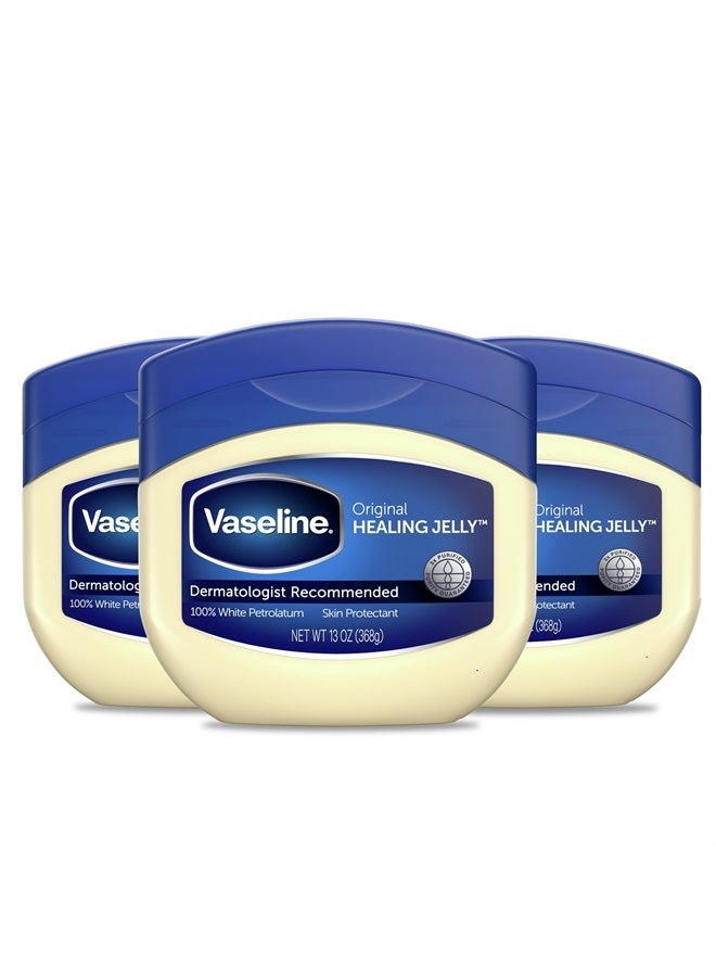 Vaseline Petroleum Jelly Original Provides Dry Skin Relief And Protects Minor Cuts Dermatologist Recommended And Locks In Moisture, 13 Ounce (Pack of 3) - Image 1