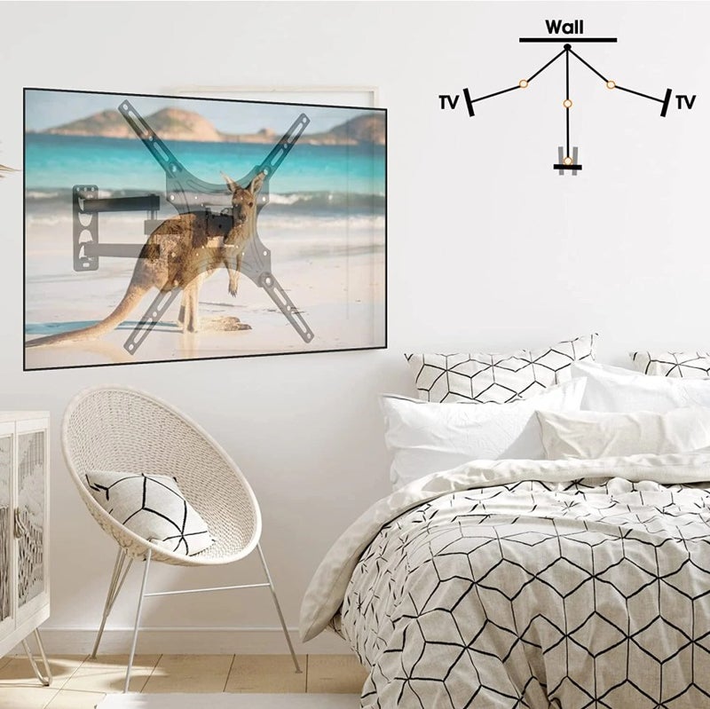 BEETEC Single Arm Swivel TV Wall Mount for 23"-55" LCD & LED TVs upto 35 kg/77 lbs and VESA upto 400x400, Articulating Arm for Full Motion Capability, Black - TF-X400 - Image 2