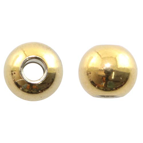 RuiLing 100-Pack 6mm 304 Stainless Steel Smooth Round Spacer Beads Seamless Loose Beads for Jewelry Making Findings DIY Crafts Accessories 2mm Hole (Gold) - Image 3