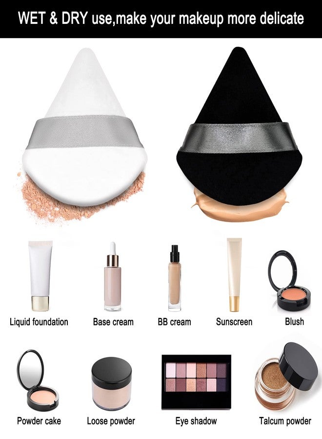 Scartink 12 Pieces Cosmetic Powder Puff,2.76 inch Portable Soft Sponge Setting Face Puffs,Triangle Velvet with Ribbon Band Handle for Loose Powder Body Powder Makeup Tool - Image 5