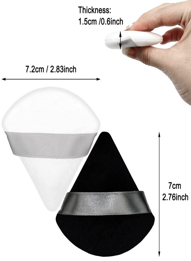 Scartink 12 Pieces Cosmetic Powder Puff,2.76 inch Portable Soft Sponge Setting Face Puffs,Triangle Velvet with Ribbon Band Handle for Loose Powder Body Powder Makeup Tool - Image 3