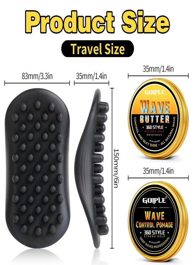 Goiple فرشاة لف الشعر بوميد ويف للرجال السود، إسفنجة غسيل للشعر المجعد، مثالية للرجال الحلاقين والاستخدام اليومي، مجموعة تصفيف شعر بوميد بأسنان مطاطية كبيرة - Image 2