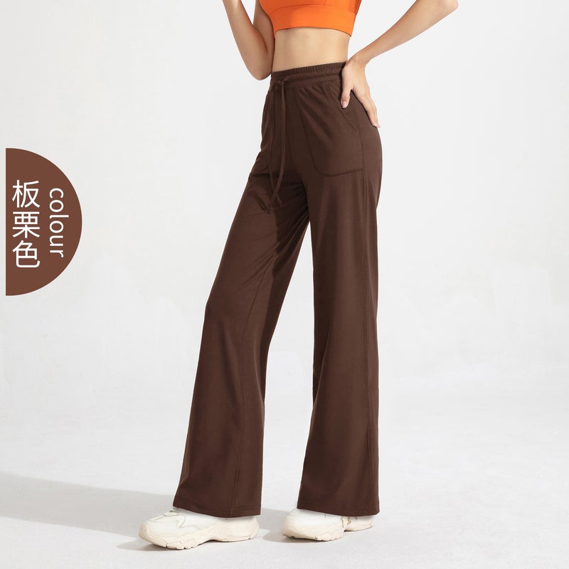 High Waist Antibacterial Straight Yoga Pants for Women Chestnut chestnut color  - Image 1