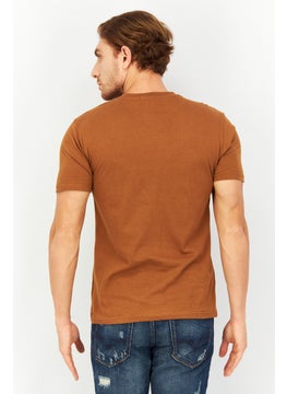 Tailored Recreation Men Crew Neck Short Sleeves Printed T-Shirt, Light Brown  - Image 3
