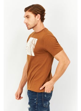 Tailored Recreation Men Crew Neck Short Sleeves Printed T-Shirt, Light Brown  - Image 2