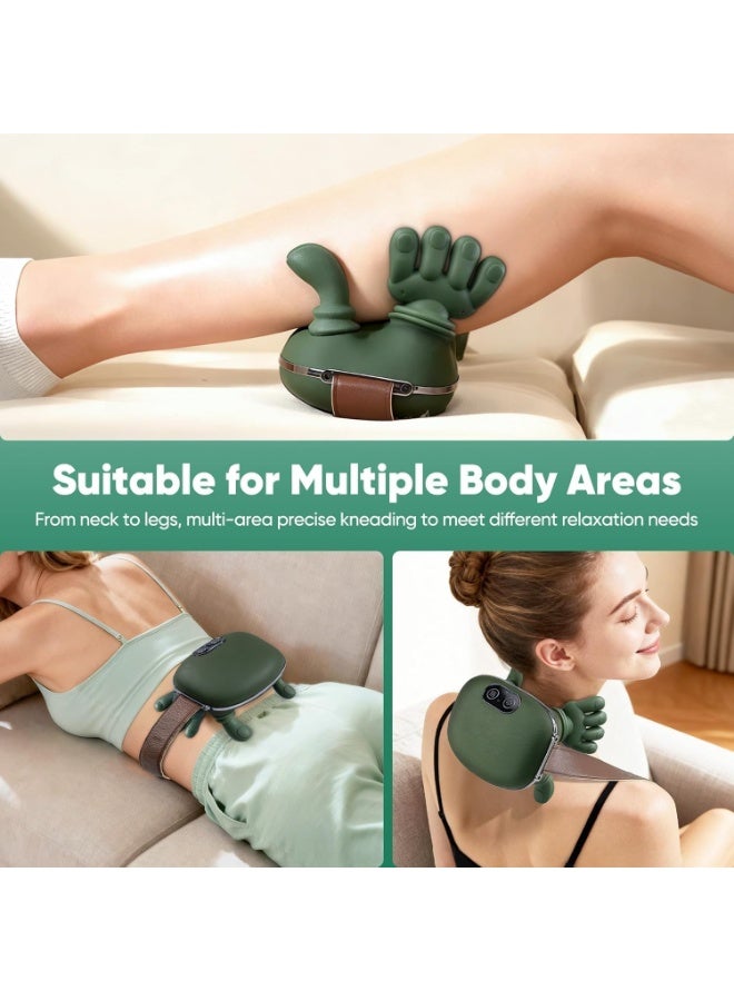 جهاز تدليك الرقبة والكتفين مع خاصية التسخين، ثلاثة مستويات للتدليك، جهاز تدليك لاسلكي للأنسجة العميقة بتقنية 4D، وسادة تدليك شياتسو للرقبة والكتفين لتخفيف آلام الرقبة، وعضلات شبه المنحرف، والظهر، والساقين، هدية للرجال والنساء، لون أخضر داكن - Image 2