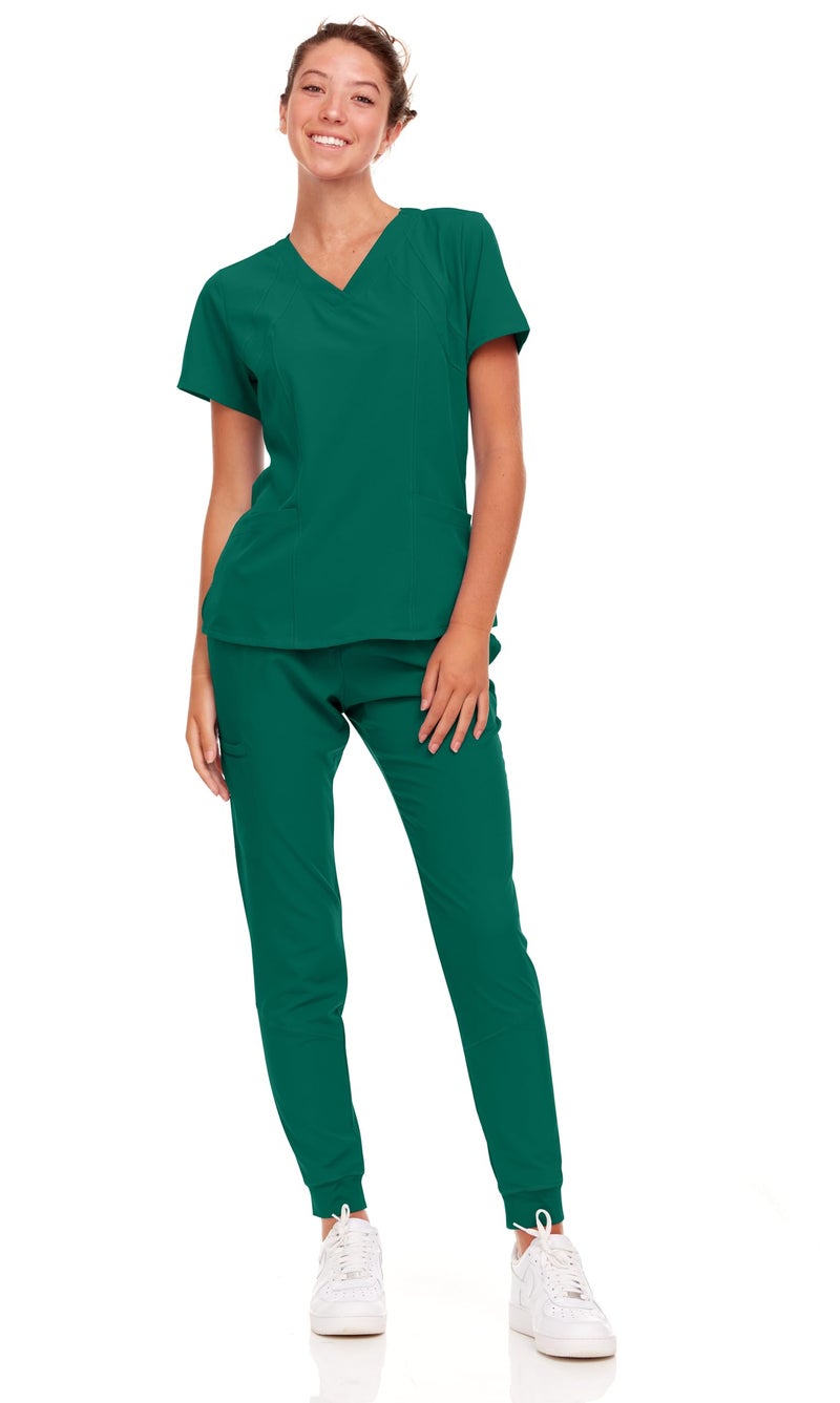 Natural Uniforms Womens Cool Stretch Jogger Scrub Set with Regular and Petite Sizes (True Hunter Green, Medium) - Image 1